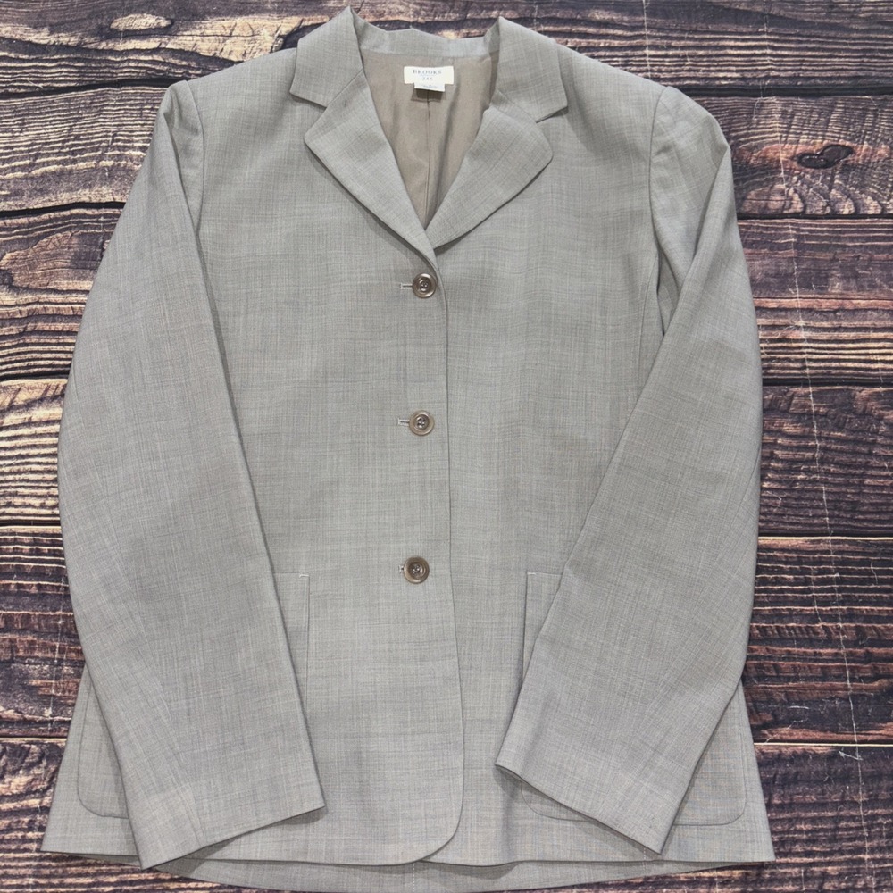 346 Brooks Brothers women's  Tan Long  blazer 100% Wool 3 button front size 6 - Picture 4 of 7